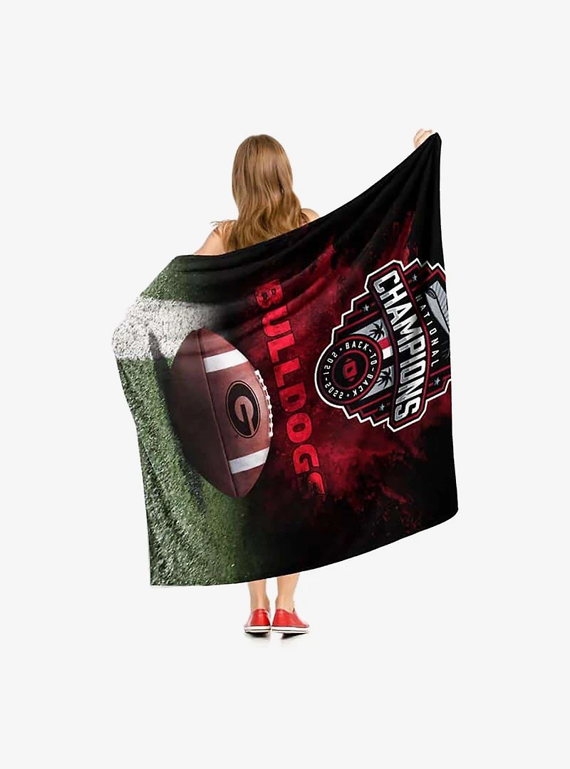 NCAA Georgia Bulldogs 2022 National Football Champions Silk Touch Throw Blanket