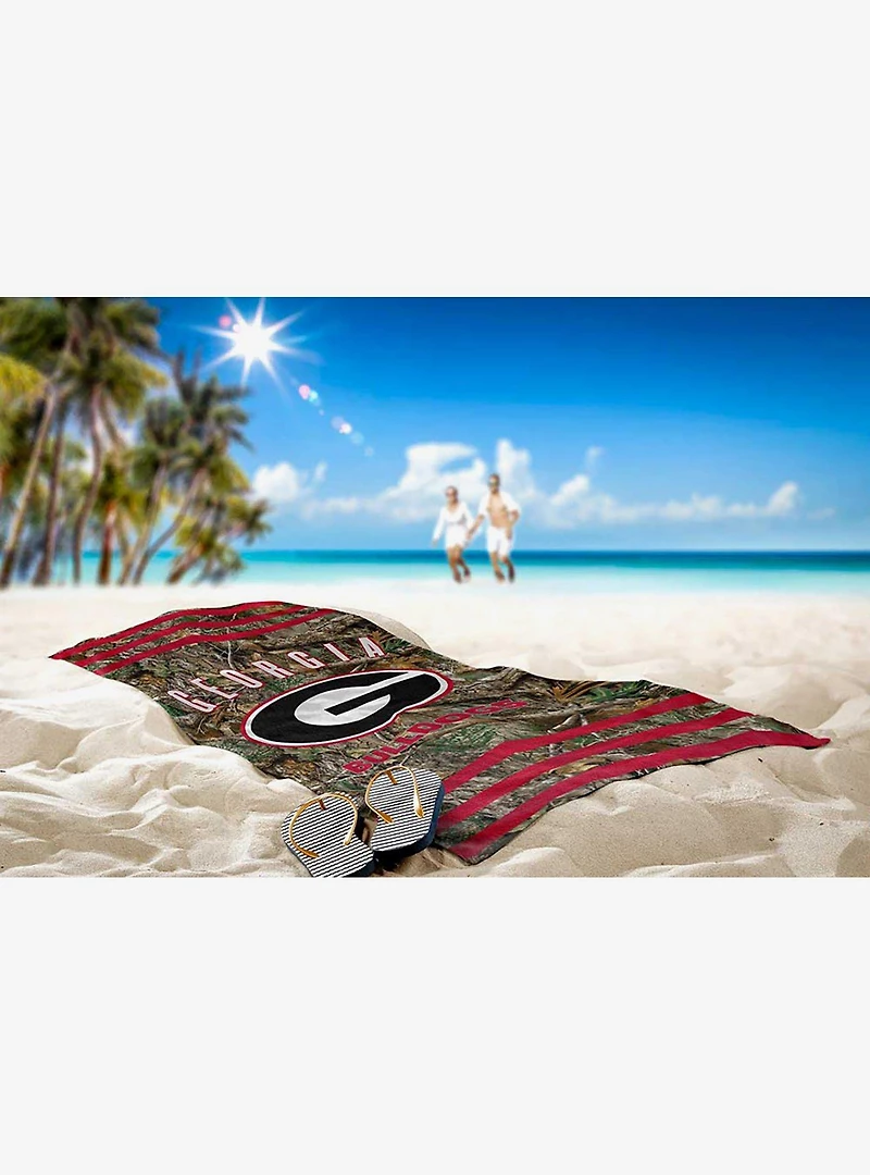 NCAA Georgia Realtree Stripes Beach Towel