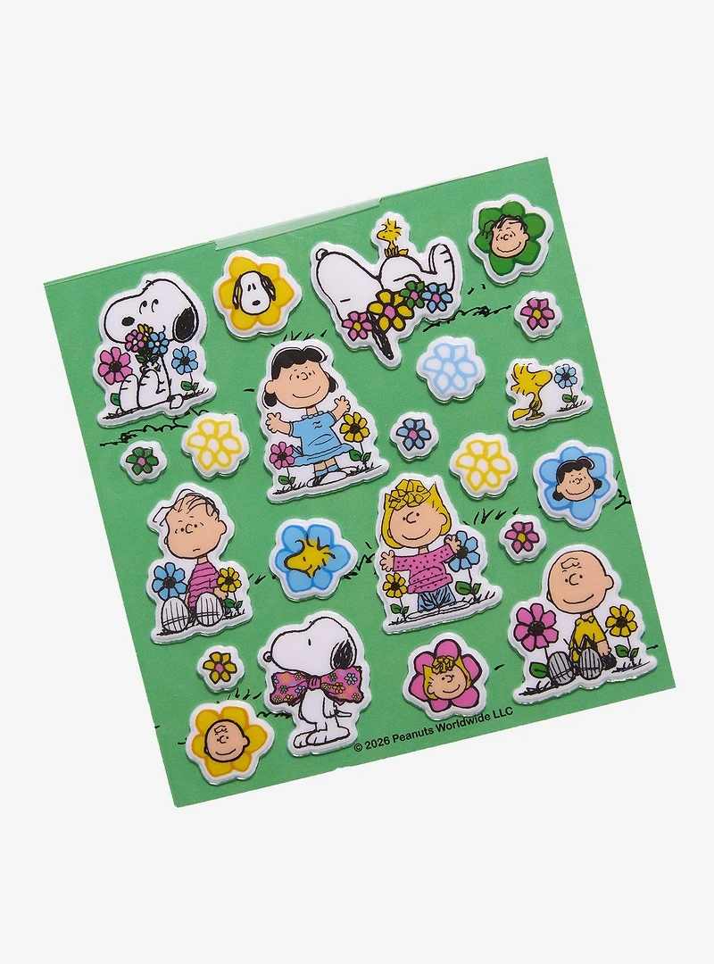 Whatever! Makes You Happy x Peanuts Floral Characters Puffy Sticker Sheet