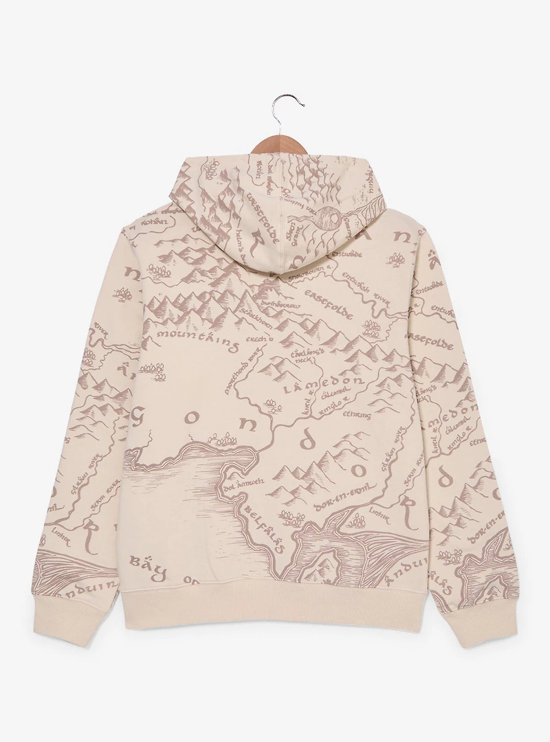 The Lord of Rings Middle-earth Map Allover Print Hoodie - BoxLunch Exclusive