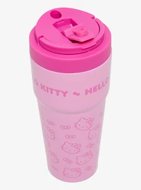 Sanrio Hello Kitty Pink Faces Allover Print Travel Mug