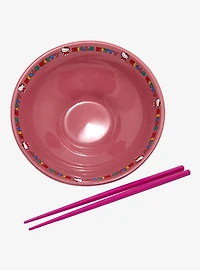 Sanrio Hello Kitty Polka Dot Wide Ramen Bowl with Chopsticks