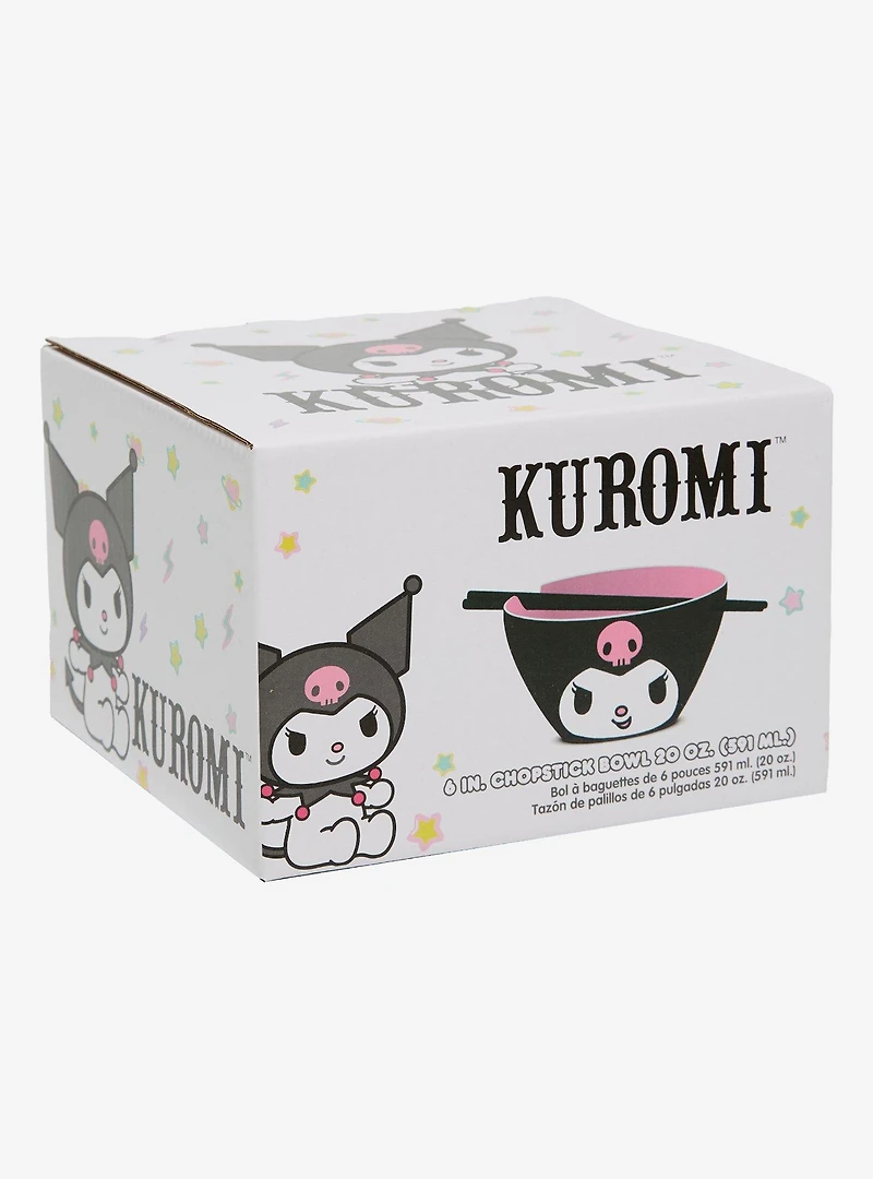 Sanrio Kuromi Face Ramen Bowl with Chopsticks