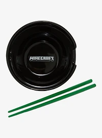 Minecraft Creeper Allover Print Ramen Bowl with Chopsticks