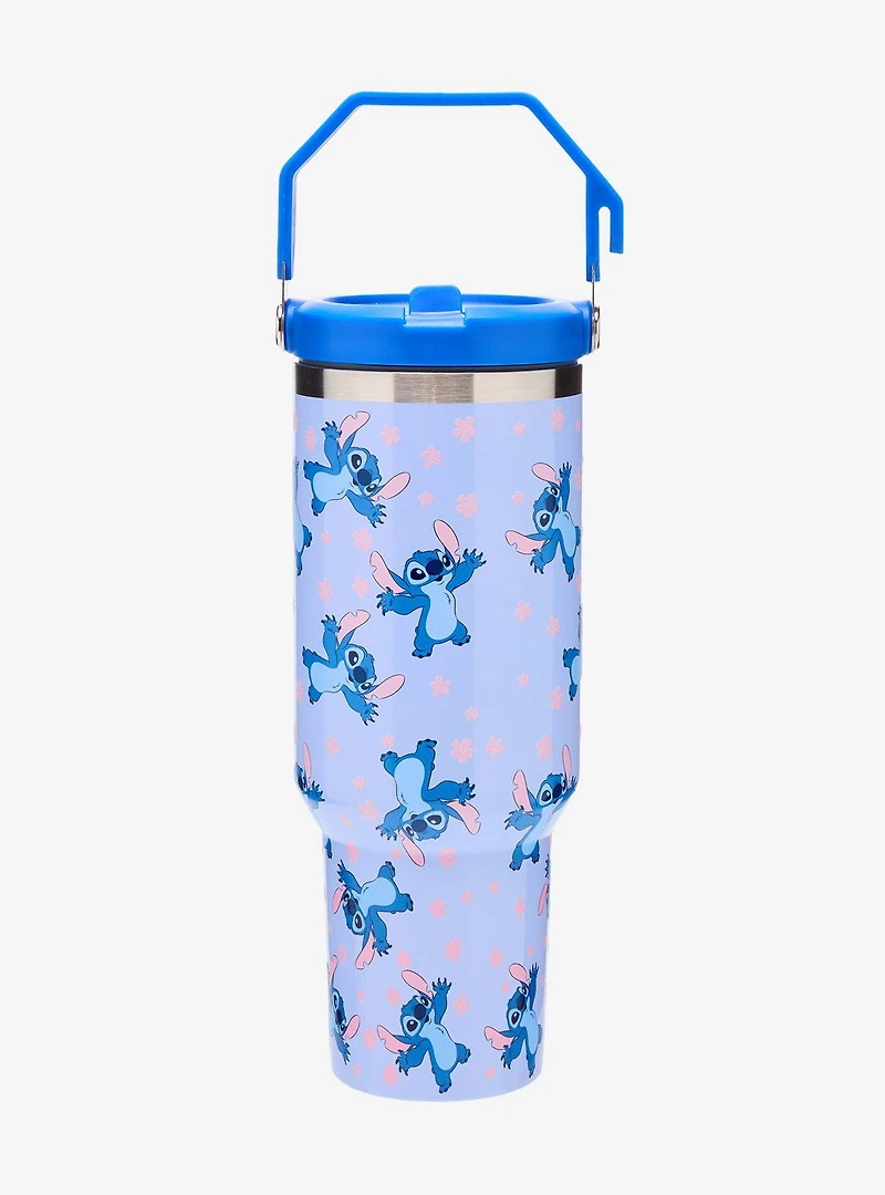 Disney Lilo & Stitch Allover Print Stitch Travel Straw Tumbler