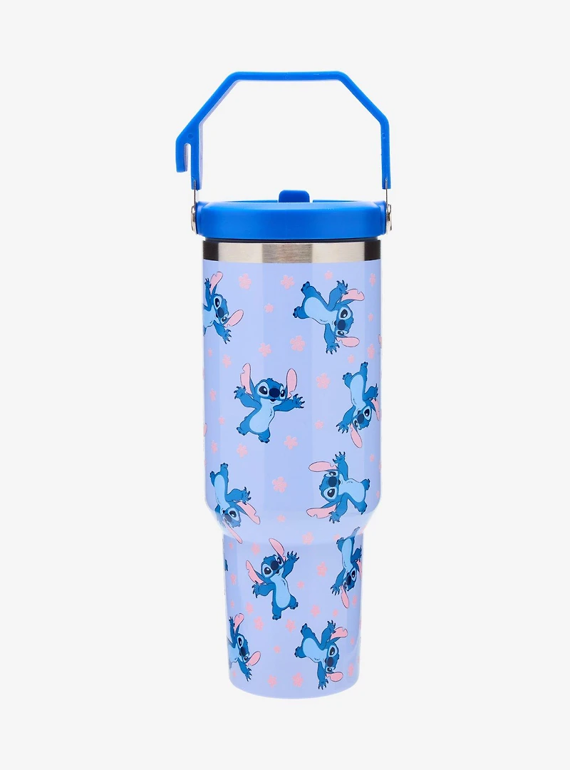 Disney Lilo & Stitch Allover Print Stitch Travel Straw Tumbler