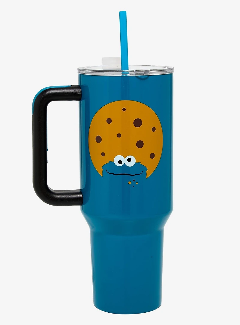 Sesame Street Cookie Monster Face Straw Tumbler with Handle