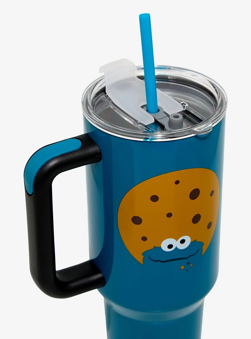 Sesame Street Cookie Monster Face Straw Tumbler with Handle