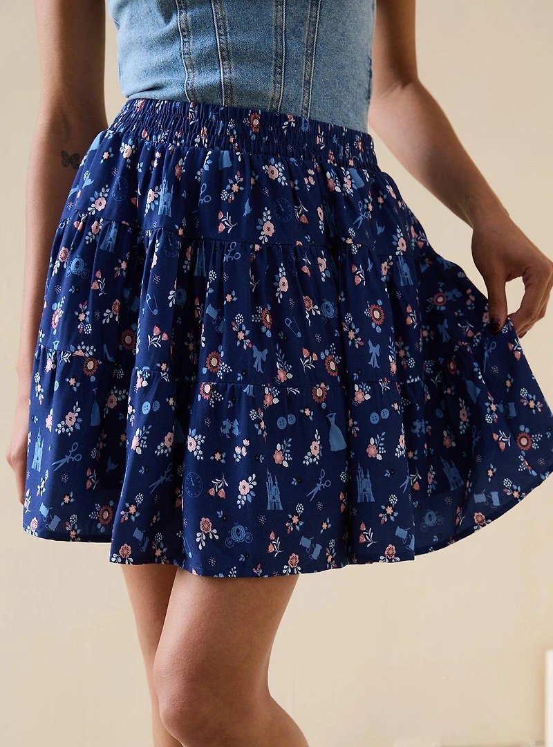 Disney Cinderella Icons Allover Print Tiered Skirt — BoxLunch Exclusive