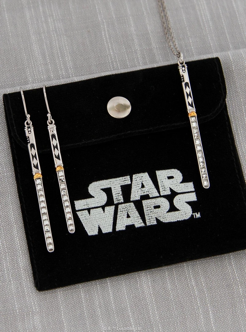 Star Wars X RockLove Ahsoka Tano Crystal Lightsaber Earrings