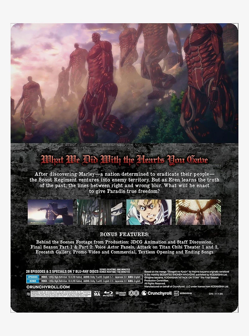 Attack On Titan Final Season Complete (Steelbook) Blu-Ray