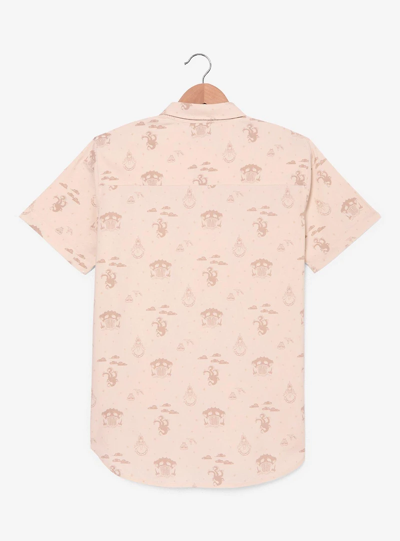 Disney Hercules Hades Tonal Icons Allover Print Woven Button-Up - BoxLunch Exclusive