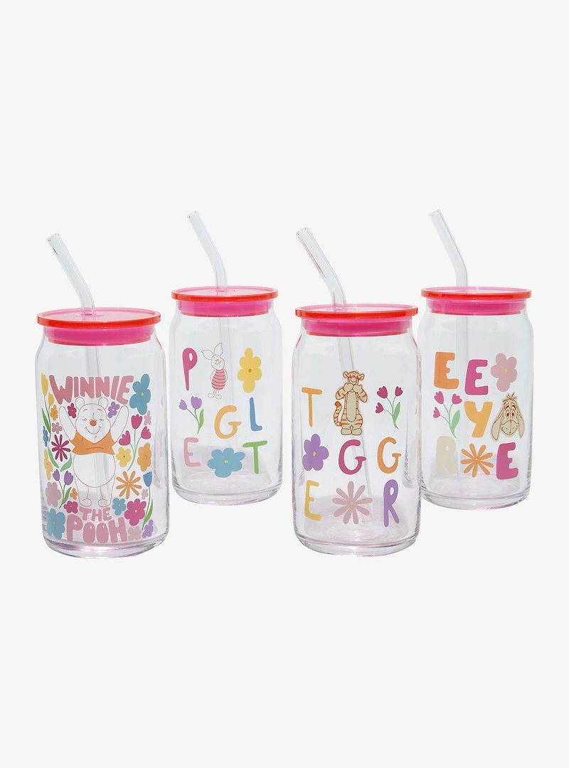 Disney Winnie the Pooh Floral Glass Cup Set