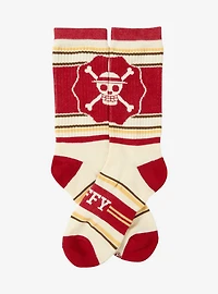 One Piece Monkey D. Luffy Jolly Roger Striped Crew Socks - BoxLunch Exclusive
