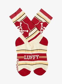 One Piece Monkey D. Luffy Jolly Roger Striped Crew Socks - BoxLunch Exclusive