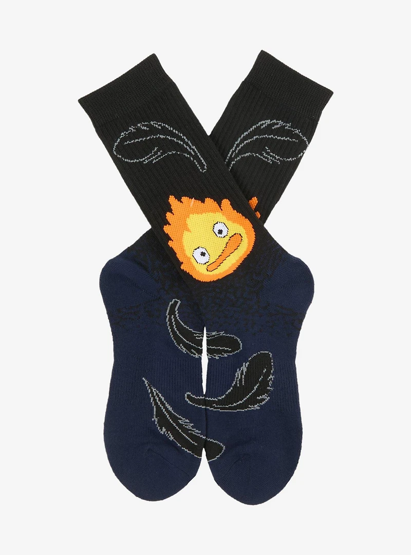 Studio Ghibli® Howl's Moving Castle Calcifer & Feathers Allover Print Crew Socks - BoxLunch Exclusive