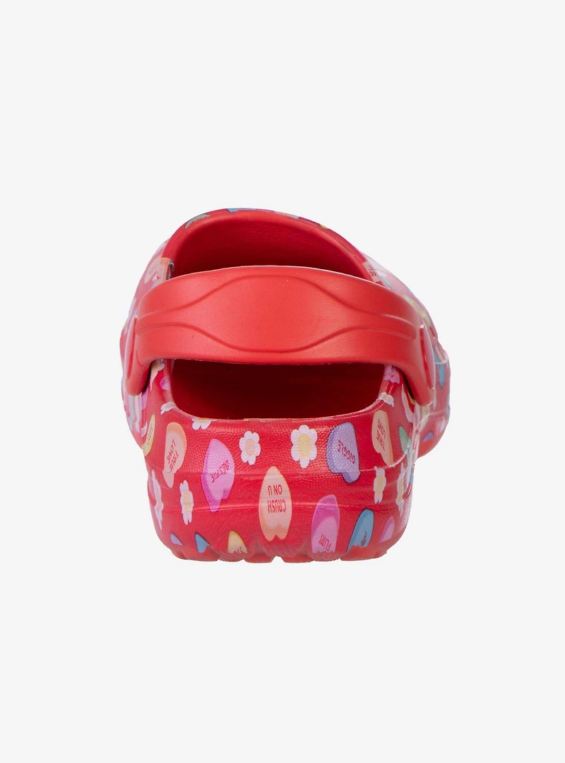 Sweethearts Conversation Hearts Adorable Slip-On Girls Toddler Clogs Red