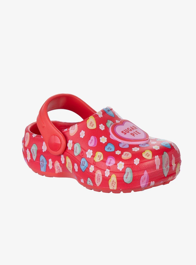 Sweethearts Conversation Hearts Adorable Slip-On Girls Toddler Clogs Red