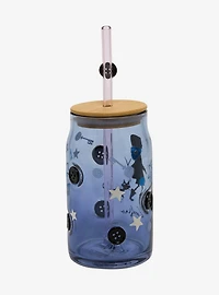 Coraline Button Silhouettes Glass Cup with Straw - BoxLunch Exclusive