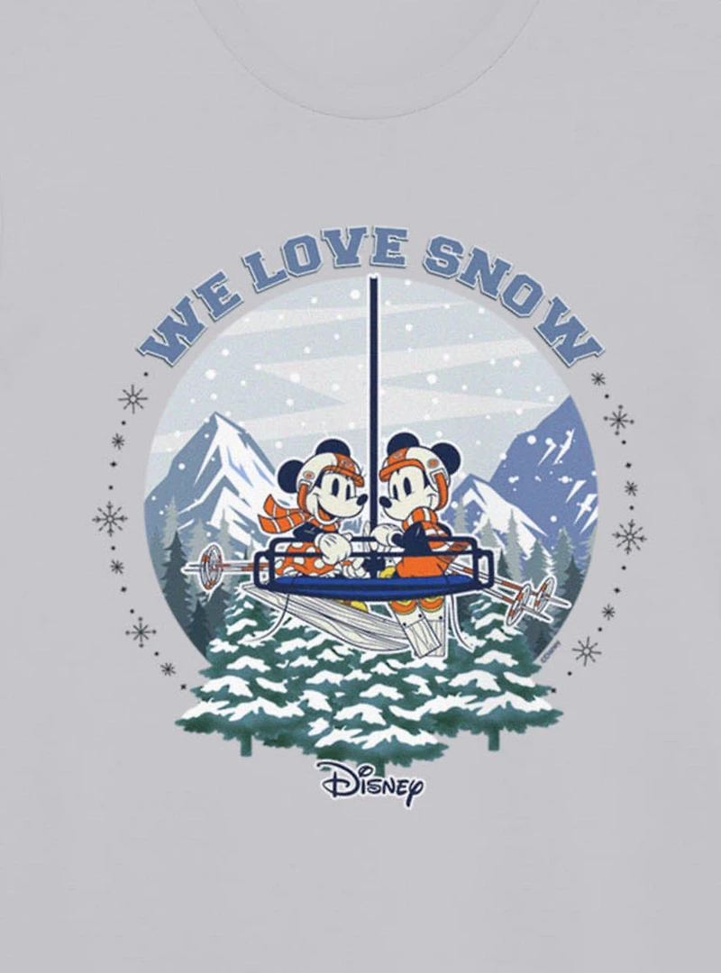 Disney Mickey Mouse And Minnie Winter Snow Globe We Love T-Shirt