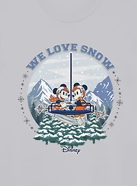 Disney Mickey Mouse And Minnie Winter Snow Globe We Love T-Shirt