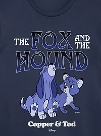 Disney The Fox And Hound Howling Blue Copper & Tod T-Shirt