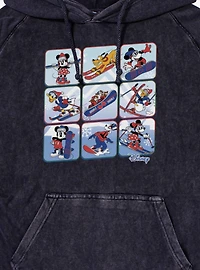 Disney Mickey Mouse And Friends Winter Snow Sport Panels Mineral Wash Hoodie