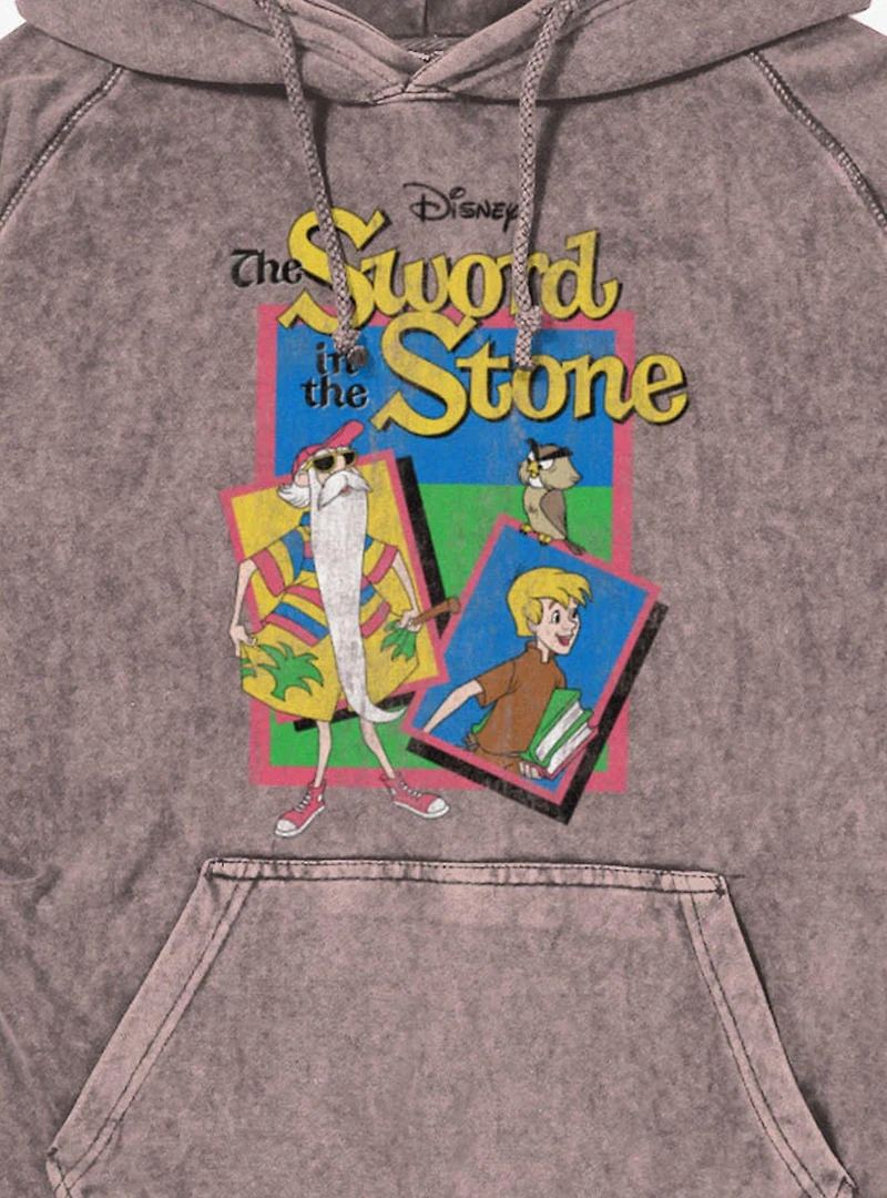 Disney The Sword Stone Archimedes, Arthur And Merlin Beach Vibes Mineral Wash Hoodie