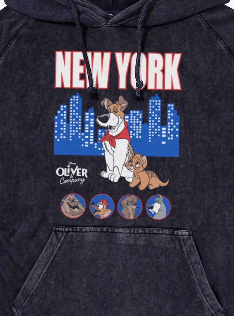 Disney Oliver & Company New York Skyline Characters Mineral Wash Hoodie
