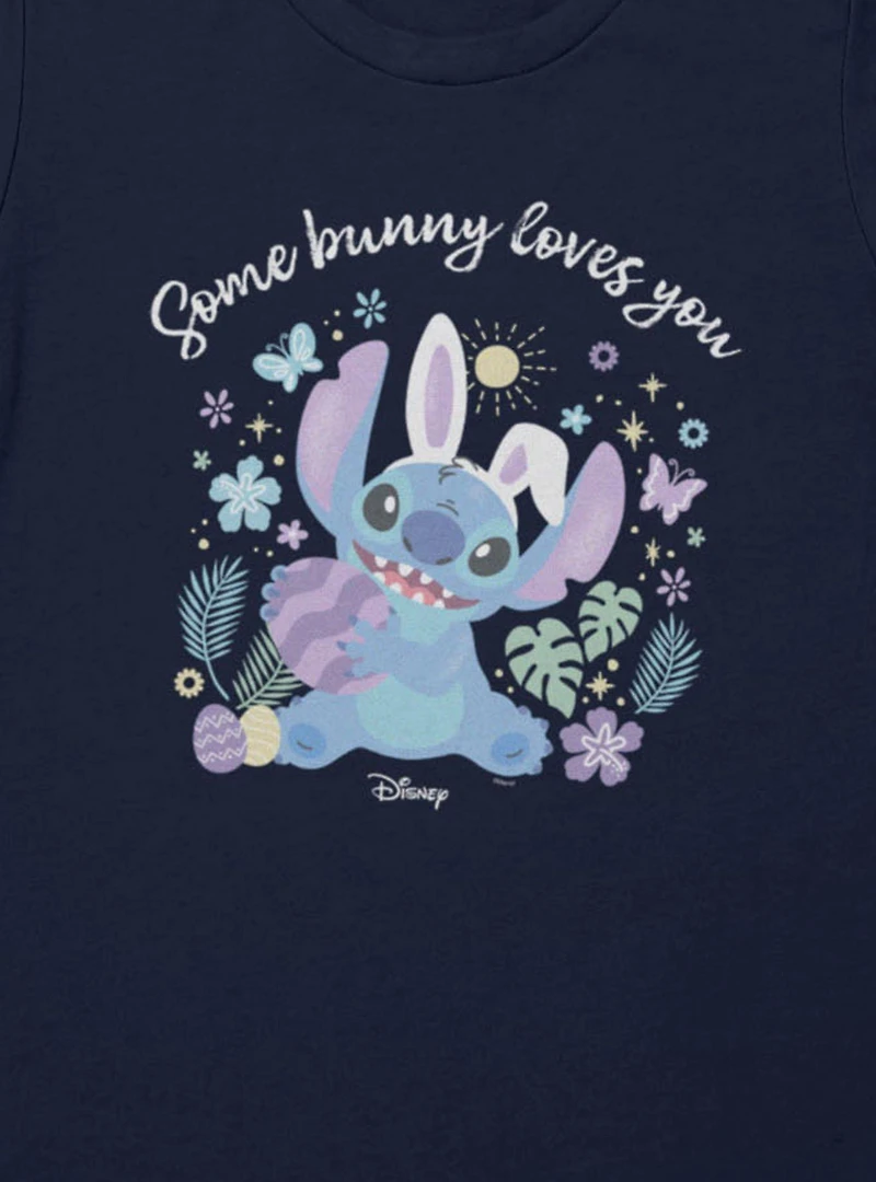 Disney Lilo And Stitch Some Bunny Loves You Easter Womens T-Shirt