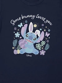 Disney Lilo And Stitch Some Bunny Loves You Easter Womens T-Shirt