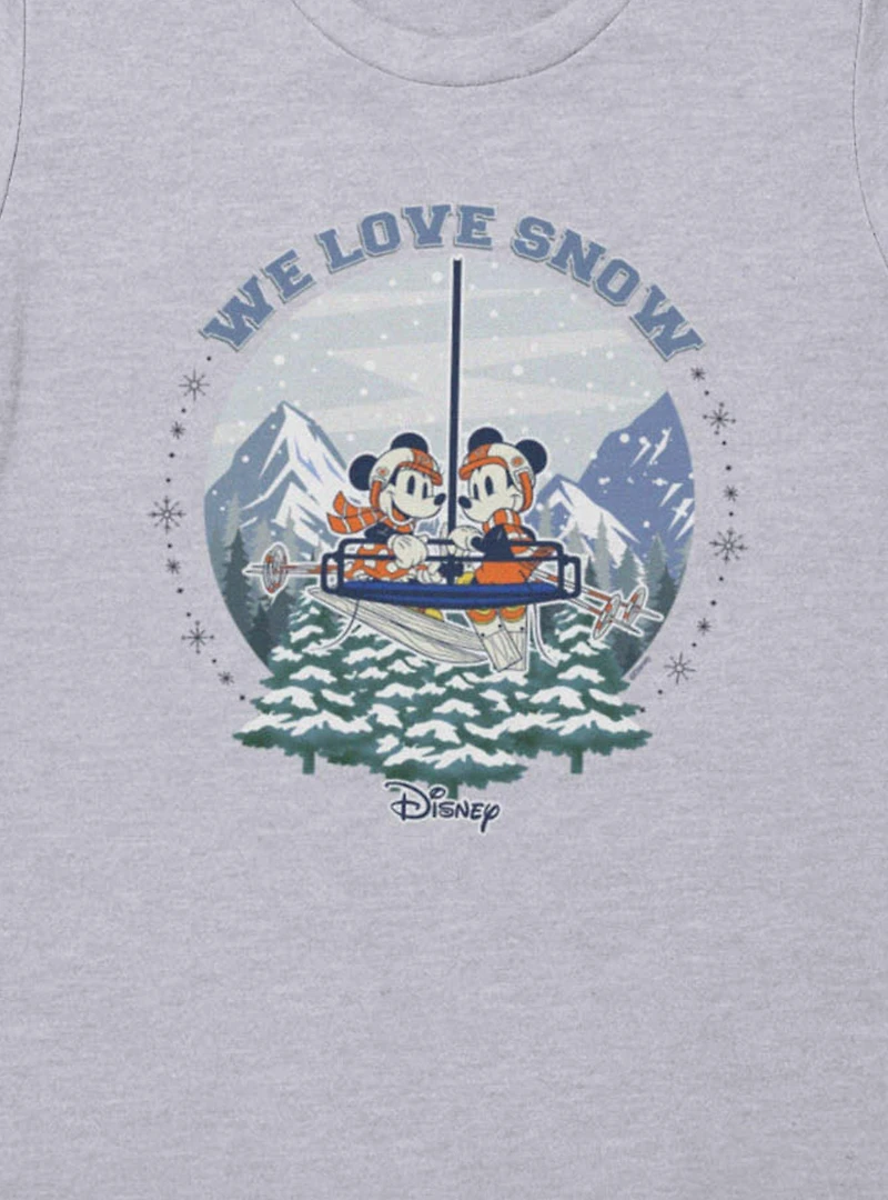 Disney Mickey Mouse And Minnie Winter Snow Globe We Love Womens T-Shirt