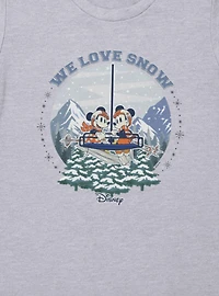 Disney Mickey Mouse And Minnie Winter Snow Globe We Love Womens T-Shirt