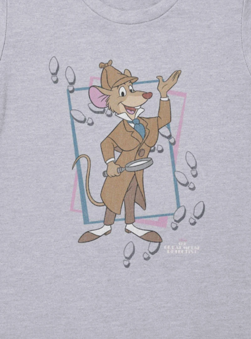 Disney The Great Mouse Detective Basil & Footprints Womens T-Shirt