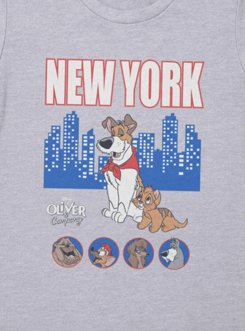 Disney Oliver & Company New York Skyline Characters Womens T-Shirt