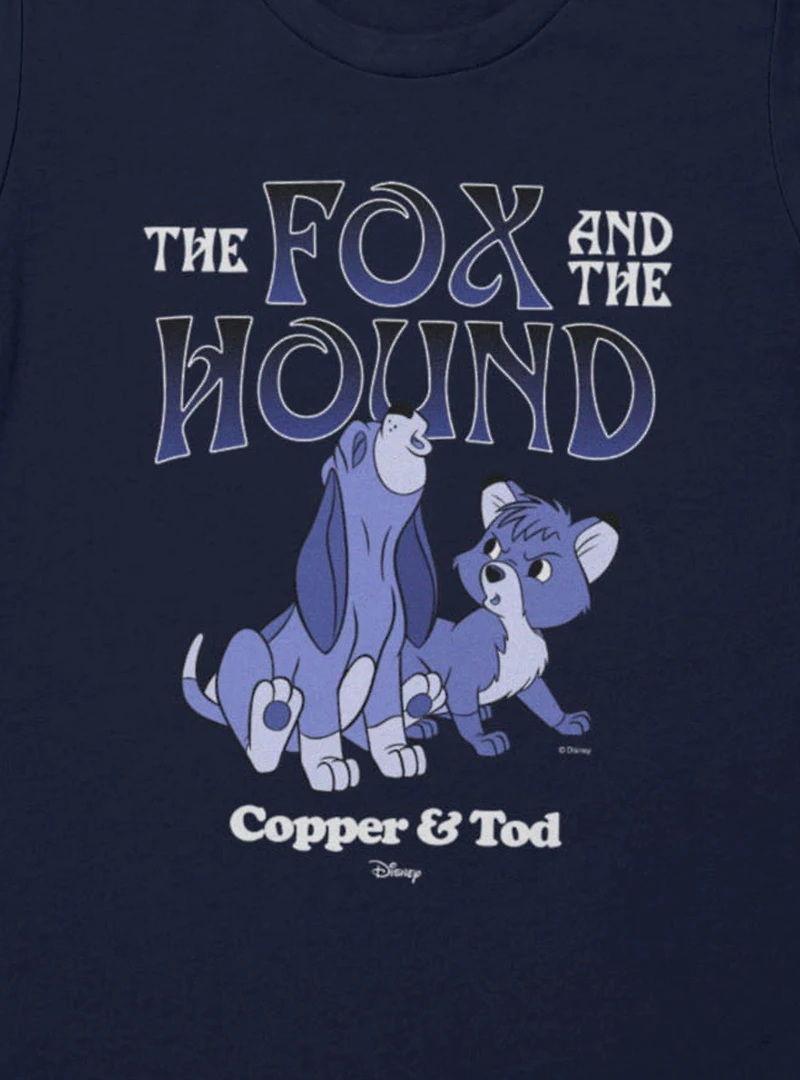 Disney The Fox And Hound Howling Blue Copper & Tod Womens T-Shirt