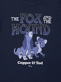 Disney The Fox And Hound Howling Blue Copper & Tod Womens T-Shirt