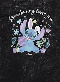 Disney Lilo And Stitch Some Bunny Loves You Easter Mineral Wash T-Shirt
