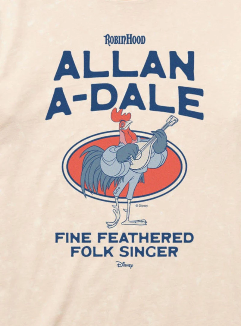 Disney Robin Hood Fine Feathered Allan A-Dale Mineral Wash T-Shirt