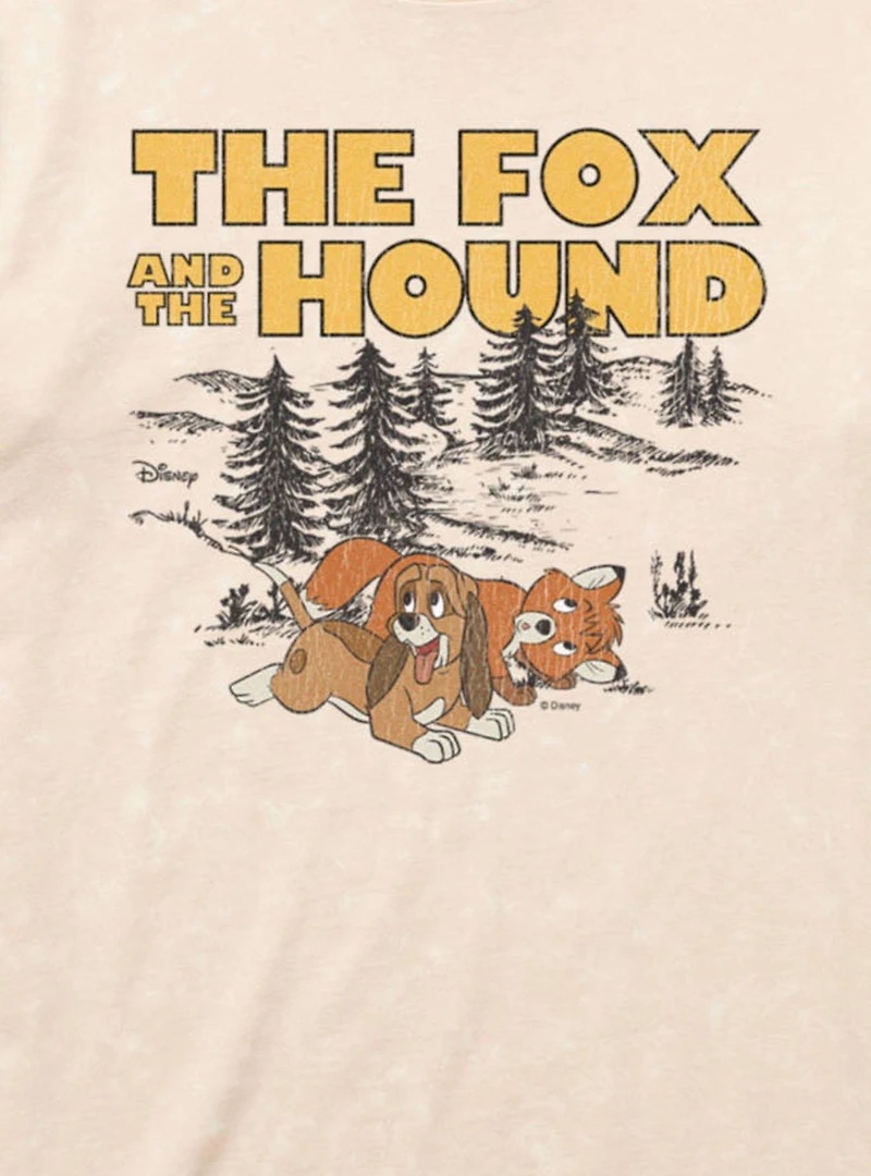 Disney The Fox And Hound Playful Tod Copper Mineral Wash T-Shirt