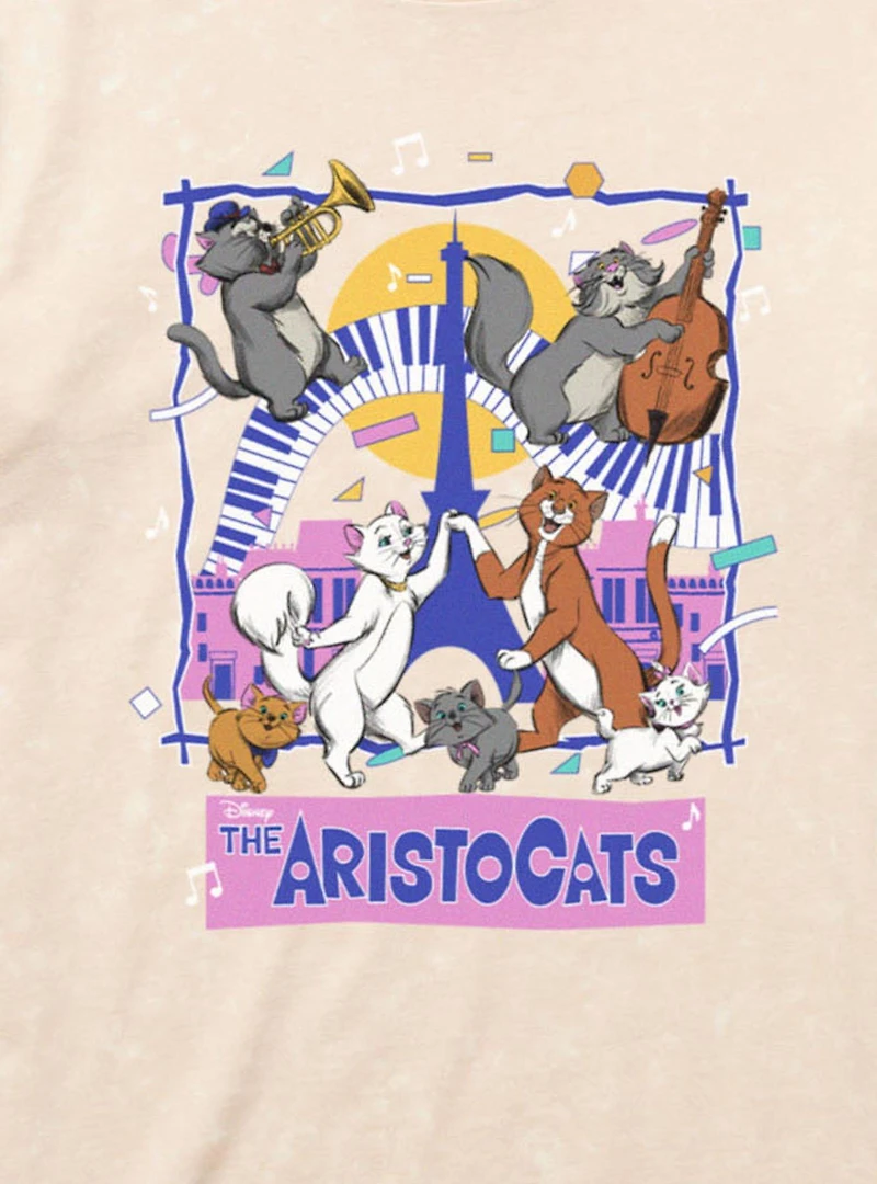Disney The Aristocats Cat Jazz Music Mineral Wash T-Shirt
