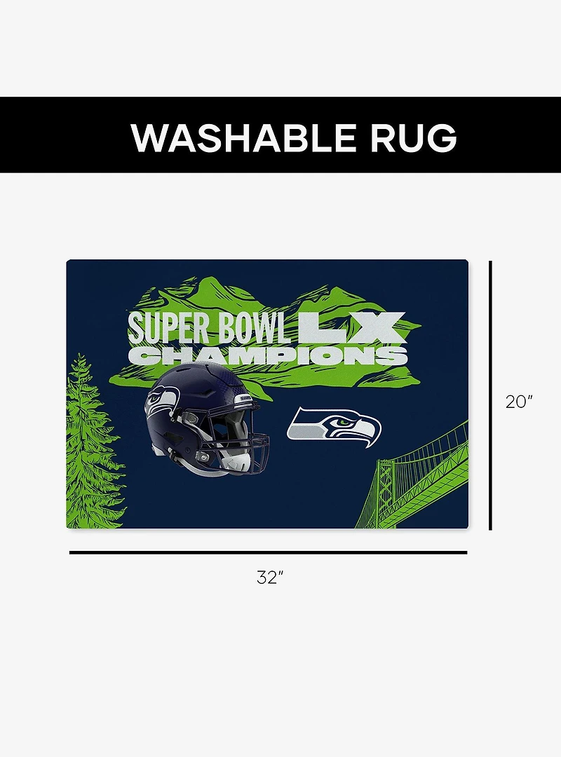 NFL Super Bowl 2026 Seattle Seahawks Champs Baker Washable Rug