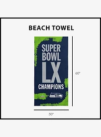 NFL Super Bowl 2026 Seattle Seahawks Champs Barbary Beach Towel