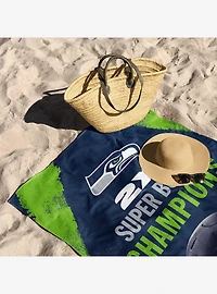 NFL Super Bowl 2026 Seattle Seahawks Multi Champs Coastal Beach Towel