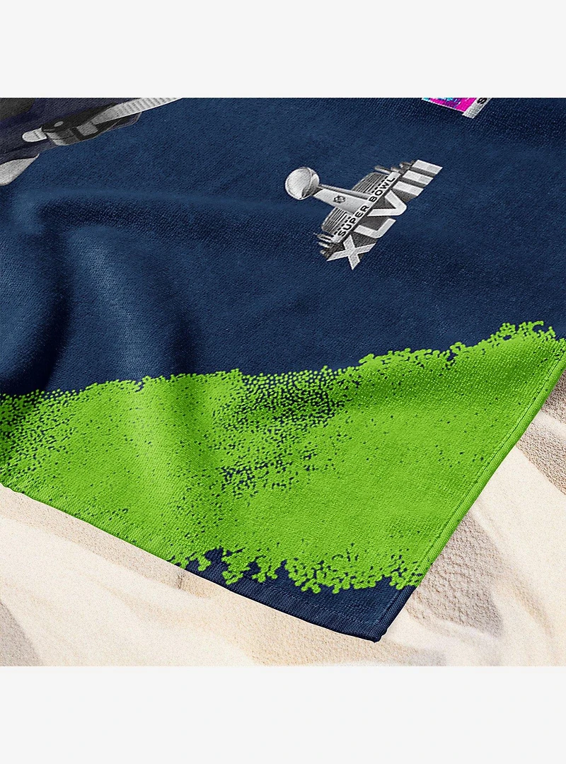 NFL Super Bowl 2026 Seattle Seahawks Multi Champs Coastal Beach Towel