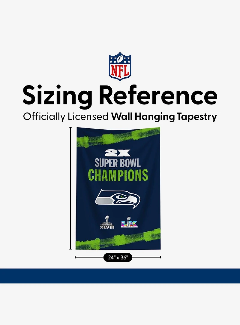 NFL Super Bowl 2026 Seattle Seahawks Multi Champs Tide Tapestry
