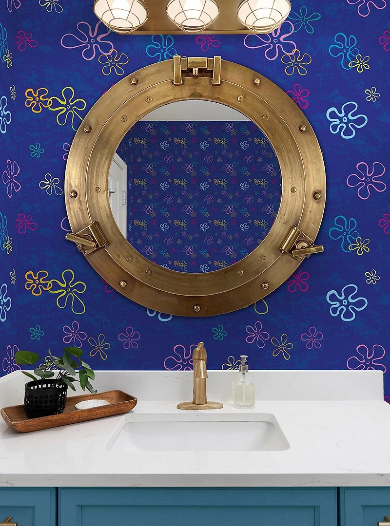 SpongeBob SquarePants Floral Blue Wallpaper