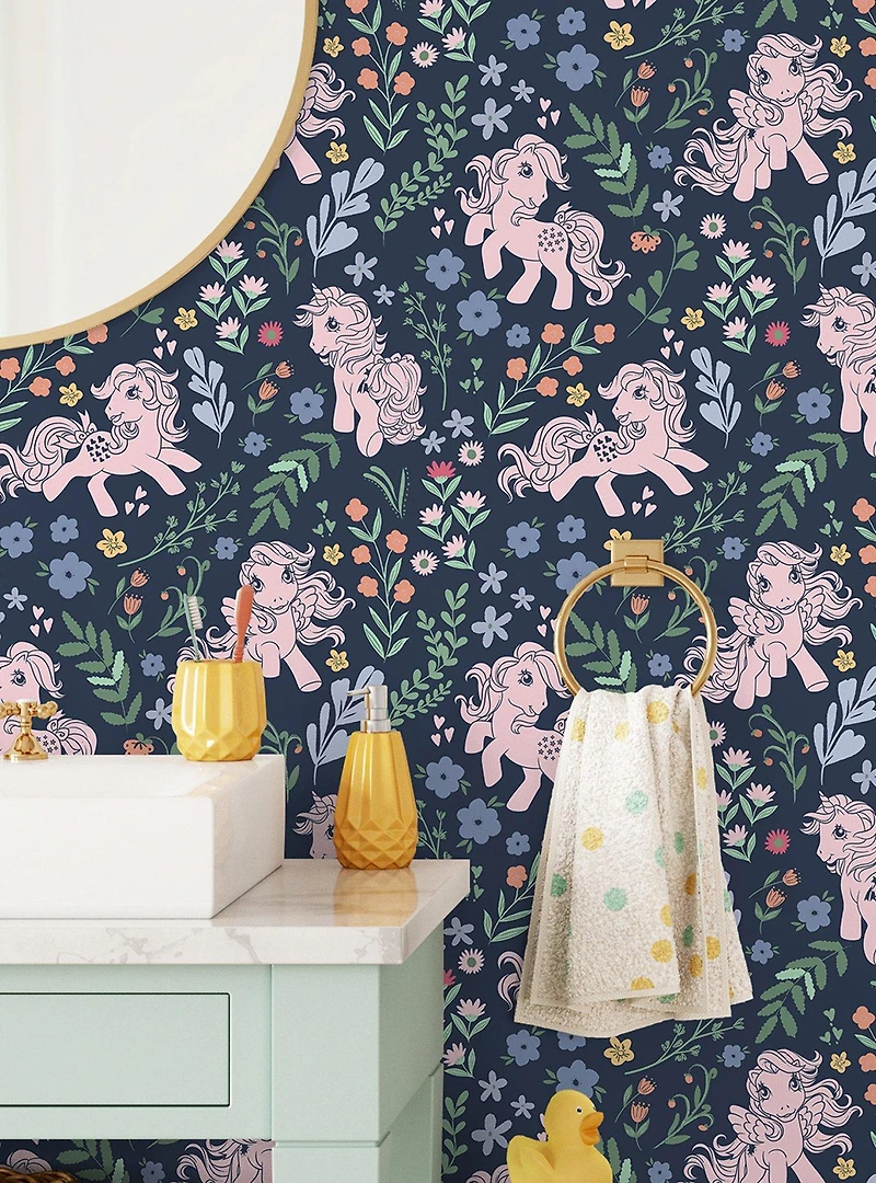 My Little Pony Retro Floral Blue Wallpaper