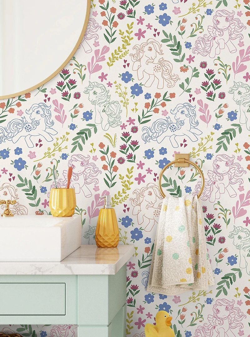 My Little Pony Retro Floral Cream Wallpaper
