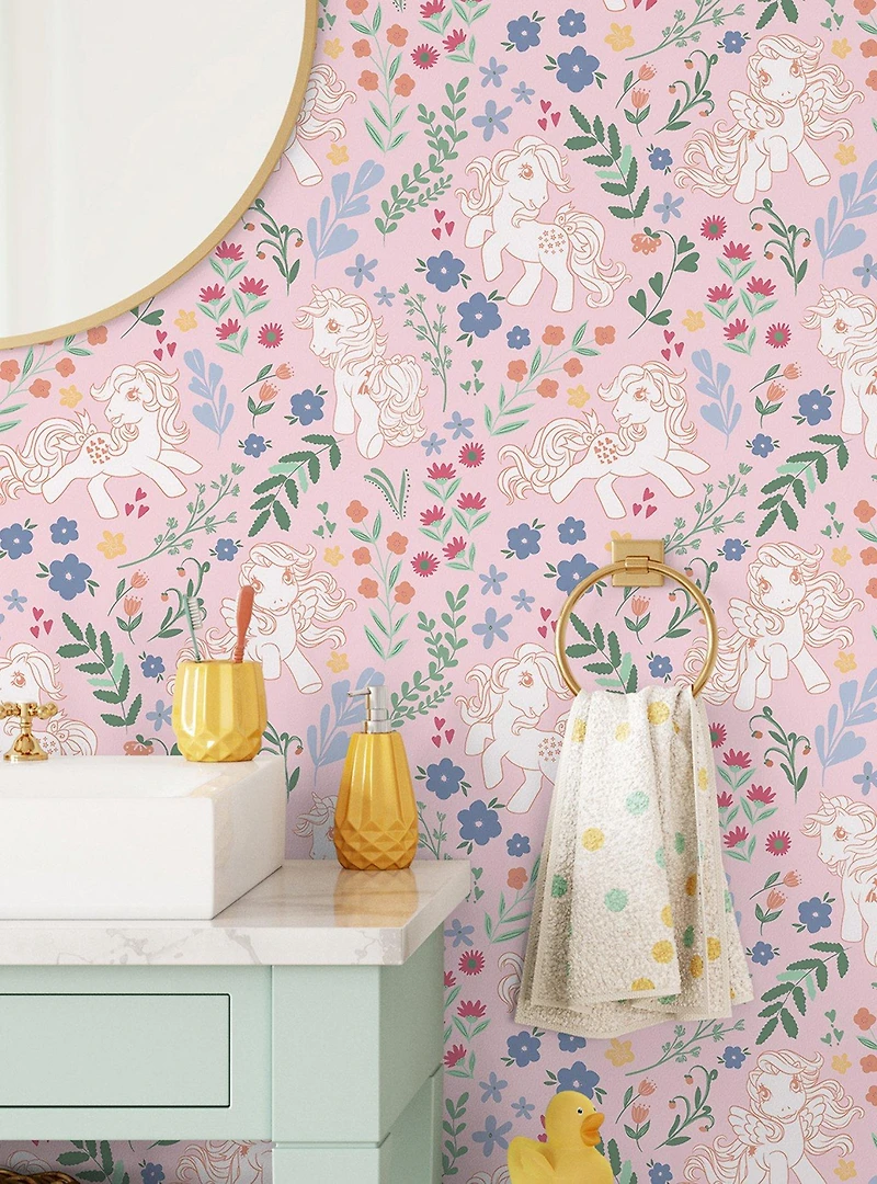 My Little Pony Retro Floral Pink Wallpaper